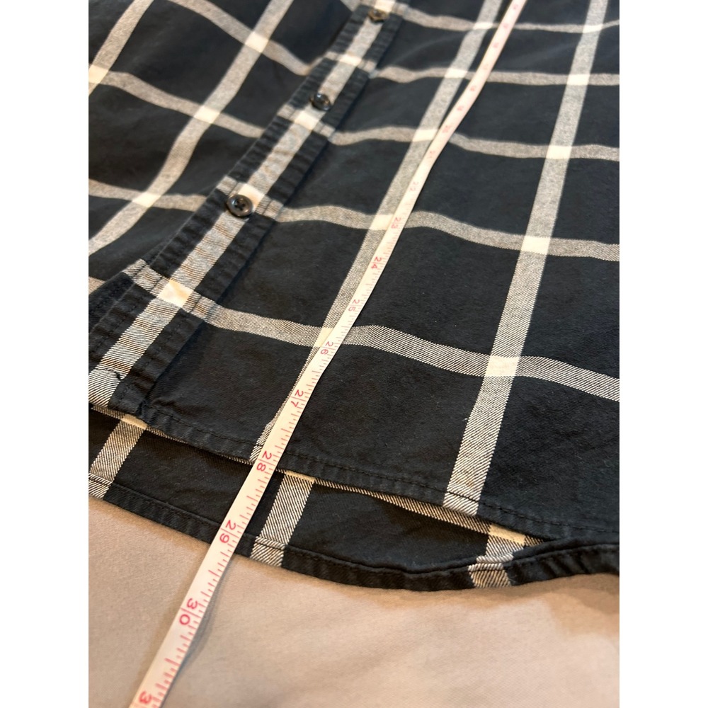 Gap Mens XL Black White Windowpane Plaid Cotton Long Sleeve Button Down Shirt - Picture 7 of 9